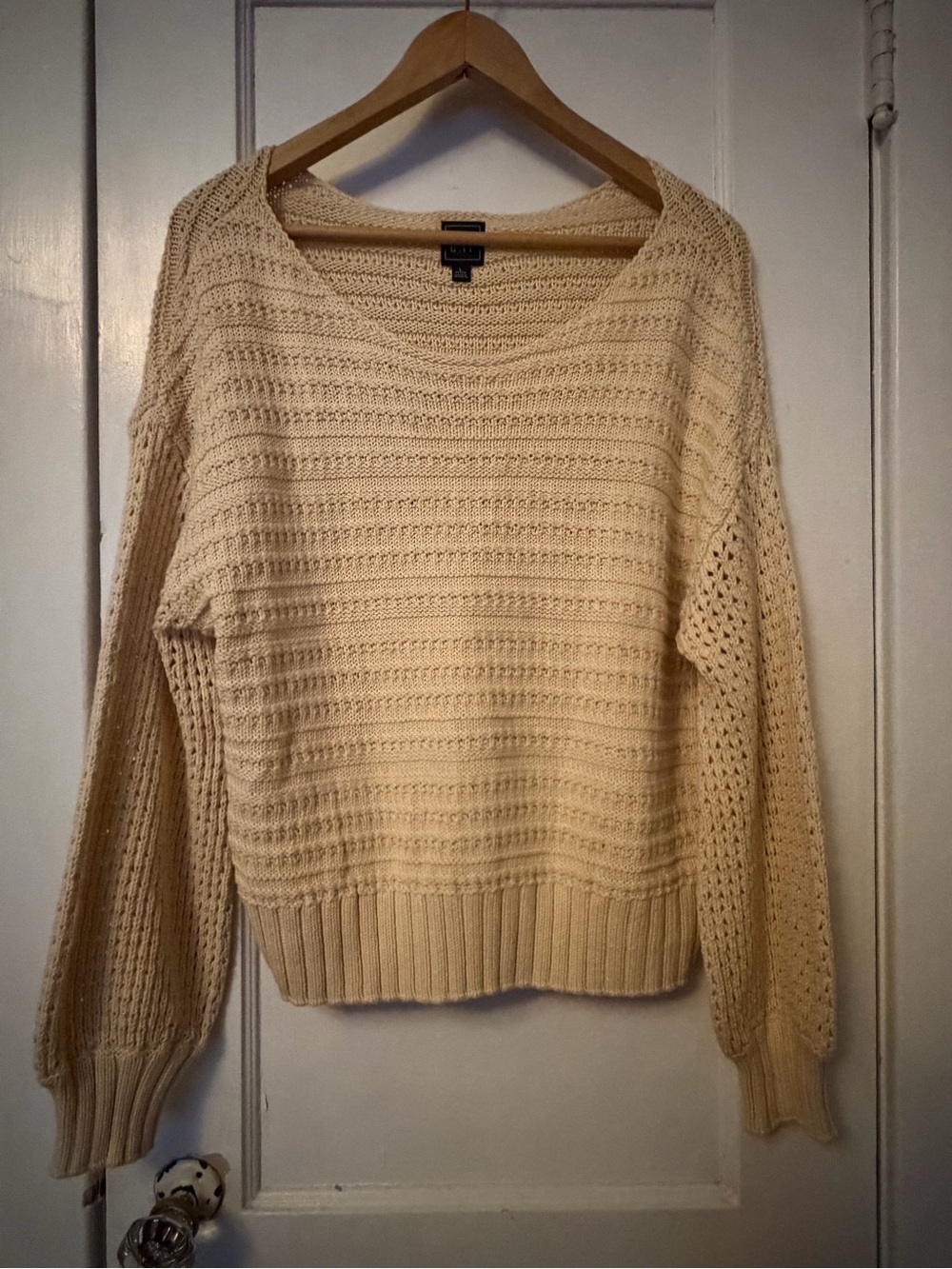 GAP Cream Open-Knit Scoop Neck Sweater